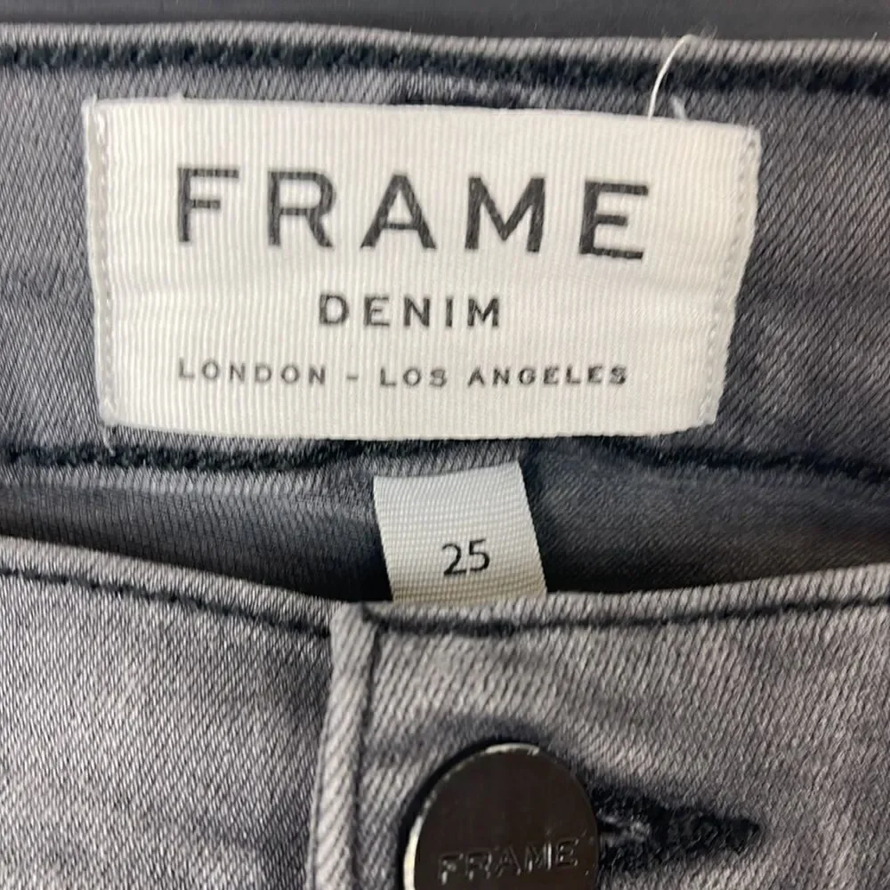 FRAME Denim Le Skinny de Jeanne Grey Shred - Picture 6 of 13